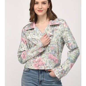 Floral Print Moto Jacket